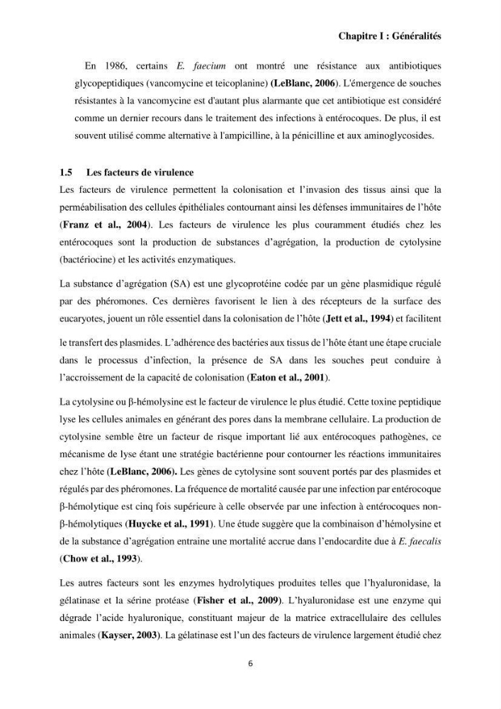 Caractérisation et évaluation de la virulence et de la résistance aux antibiotiques chez les entérocoques isolés dans le milieu marin