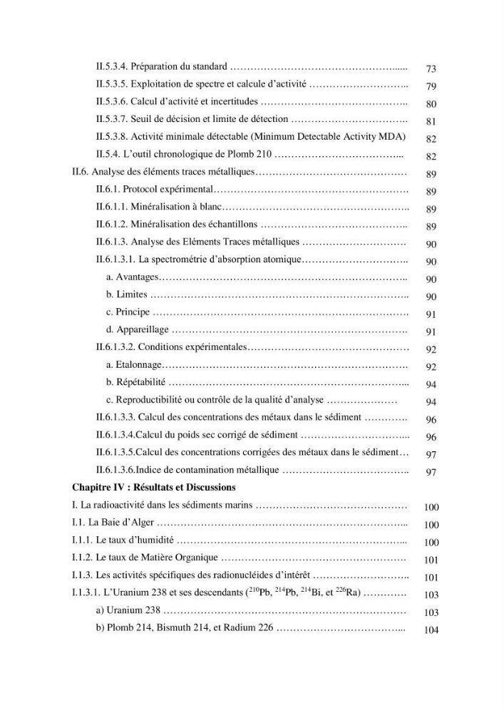 Les radioéléments et l\'historique de la contamination dans les sédiments de la côte algéroise