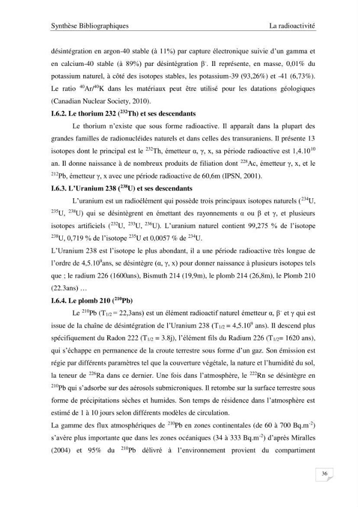 Les radioéléments et l\'historique de la contamination dans les sédiments de la côte algéroise