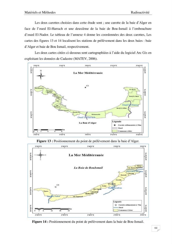 Les radioéléments et l\'historique de la contamination dans les sédiments de la côte algéroise