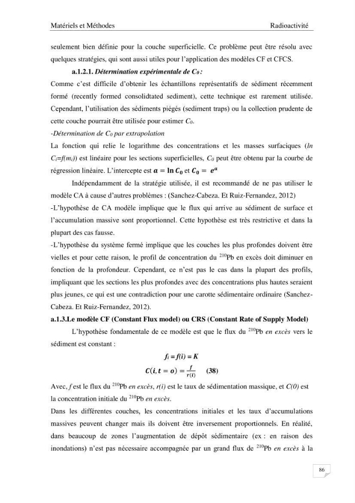 Les radioéléments et l\'historique de la contamination dans les sédiments de la côte algéroise