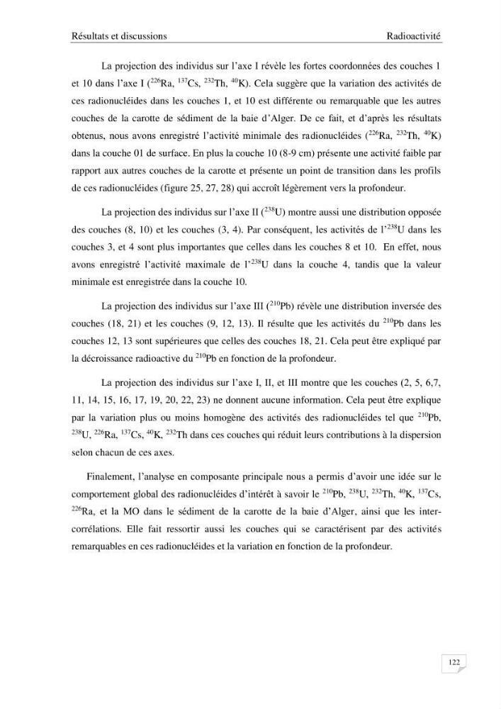 Les radioéléments et l\'historique de la contamination dans les sédiments de la côte algéroise