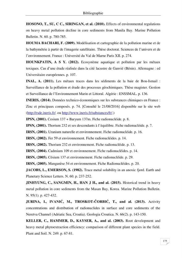 Les radioéléments et l\'historique de la contamination dans les sédiments de la côte algéroise