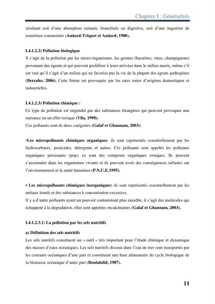 Les paramètres physico-chimiques dans l’eau de mer et les sédiments dans le port de Sidi-Fredj