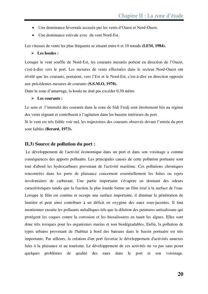 Les paramètres physico-chimiques dans l’eau de mer et les sédiments dans le port de Sidi-Fredj