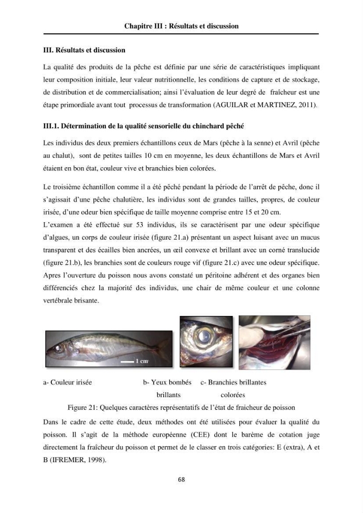 Contribution à la valorisation du Chinchard commun Trachurus trachurus ( L innée, 1758) et évaluation de la qualité organoleptique,hygiénique et nutritionnelle: