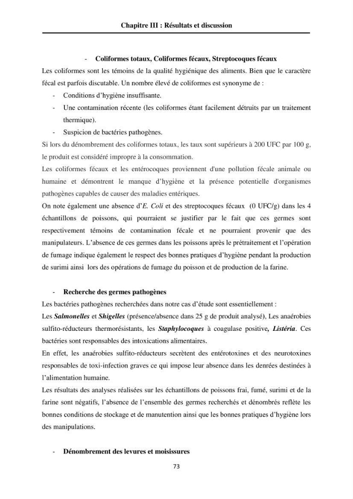 Contribution à la valorisation du Chinchard commun Trachurus trachurus ( L innée, 1758) et évaluation de la qualité organoleptique,hygiénique et nutritionnelle: