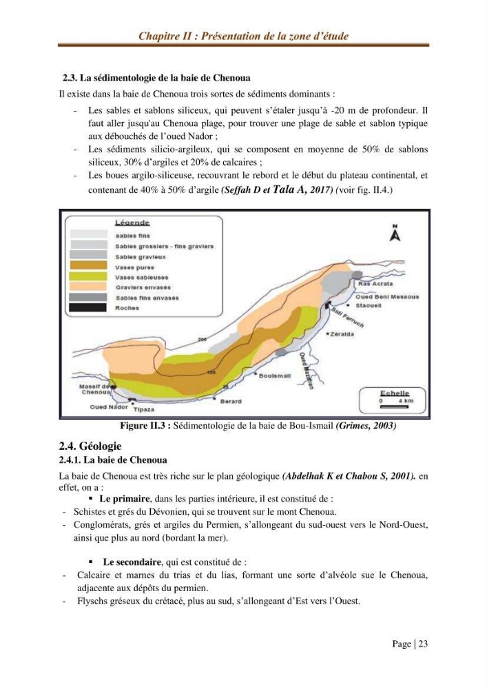 Modélisation Numérique de la morphodynamique sédimentaire et de la cinématique du trait de côte Chenoua plage, willaya de Tipaza.