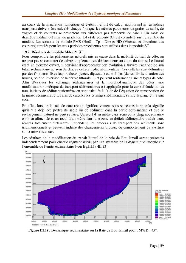 Modélisation Numérique de la morphodynamique sédimentaire et de la cinématique du trait de côte Chenoua plage, willaya de Tipaza.