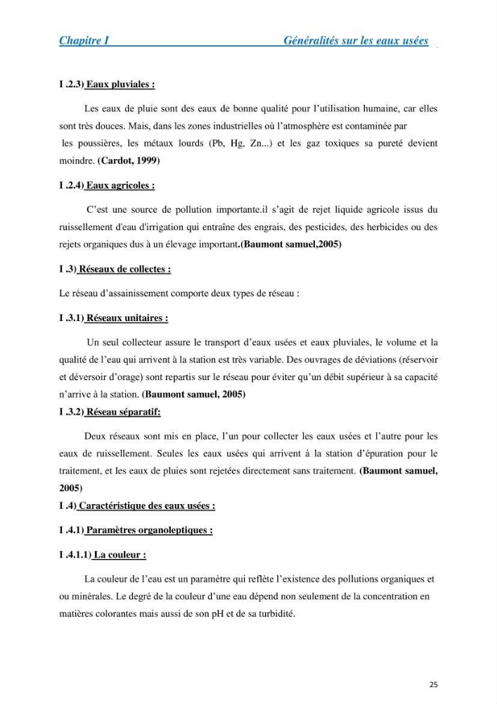 Suivi de la qualité physico-chimique et bacteriologique des eaux usées épurées de la station d\'épuration et leur effet sur l\'environnement marin