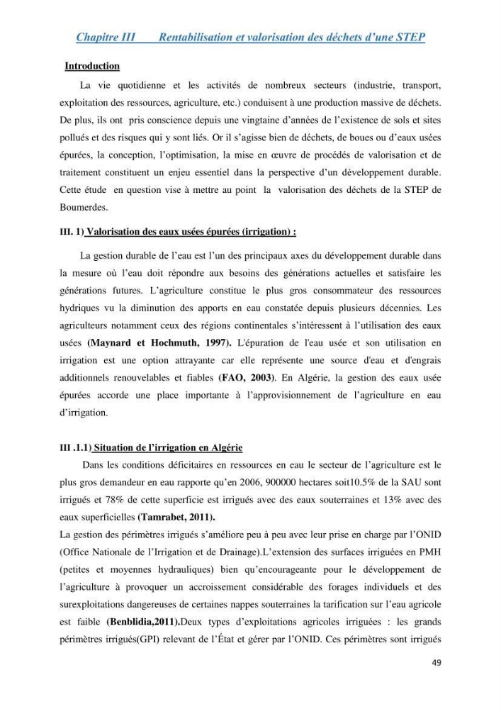 Suivi de la qualité physico-chimique et bacteriologique des eaux usées épurées de la station d\'épuration et leur effet sur l\'environnement marin