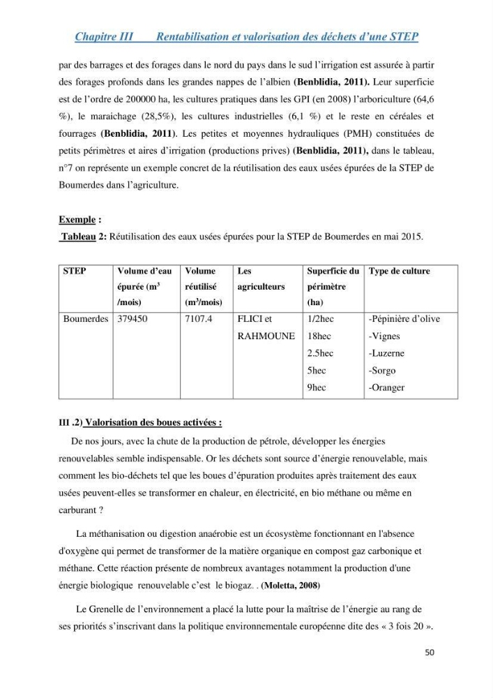 Suivi de la qualité physico-chimique et bacteriologique des eaux usées épurées de la station d\'épuration et leur effet sur l\'environnement marin