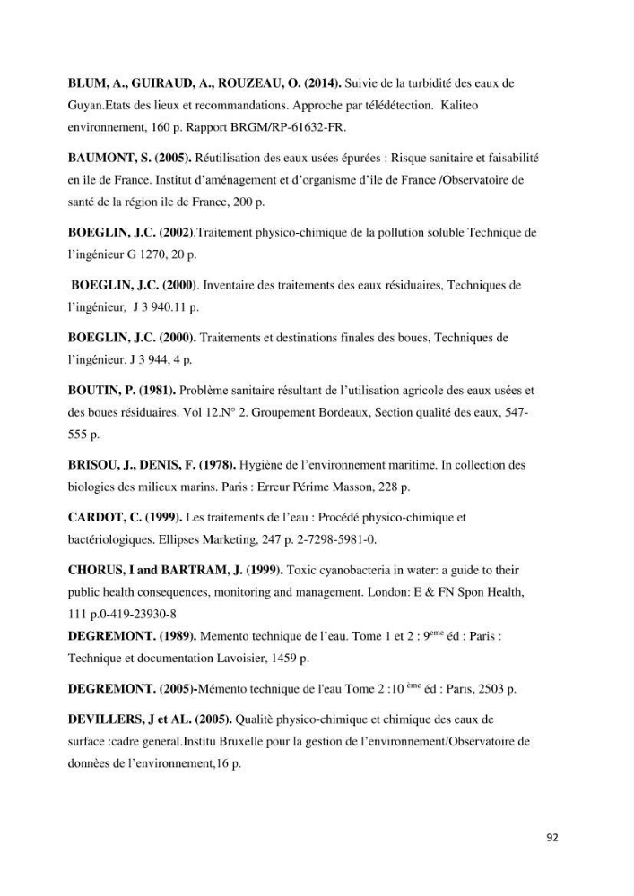 Suivi de la qualité physico-chimique et bacteriologique des eaux usées épurées de la station d\'épuration et leur effet sur l\'environnement marin