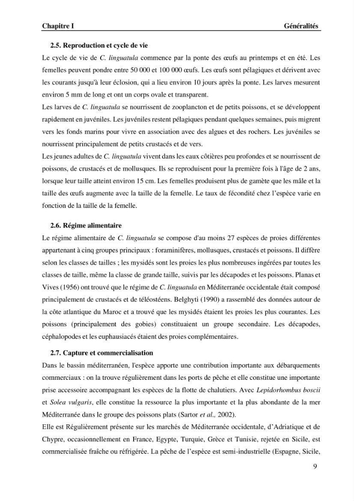 Effet des paramètres du milieu sur la reproduction et la croissance de citharus linguatula (Linnaeus, 1758 ) des eaux centre algériennes selon la théorie DEB