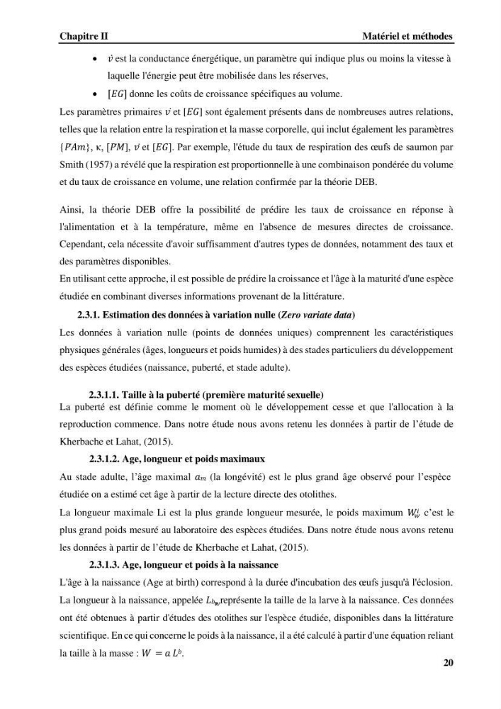 Effet des paramètres du milieu sur la reproduction et la croissance de citharus linguatula (Linnaeus, 1758 ) des eaux centre algériennes selon la théorie DEB
