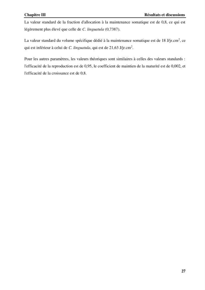 Effet des paramètres du milieu sur la reproduction et la croissance de citharus linguatula (Linnaeus, 1758 ) des eaux centre algériennes selon la théorie DEB
