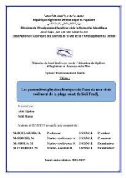 Les paramètres physico-chimiques de l'eau de mer et de sédiment de la plage ouest de Sidi-Fredj