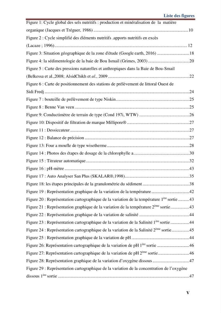 Les paramètres physico-chimiques de l\'eau de mer et de sédiment de la plage ouest de Sidi-Fredj