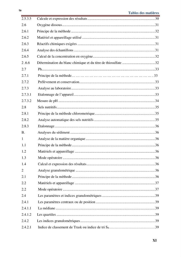 Les paramètres physico-chimiques de l\'eau de mer et de sédiment de la plage ouest de Sidi-Fredj