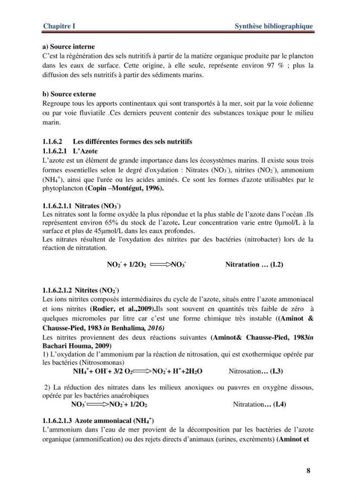 Les paramètres physico-chimiques de l\'eau de mer et de sédiment de la plage ouest de Sidi-Fredj