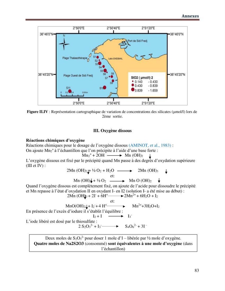 Les paramètres physico-chimiques de l\'eau de mer et de sédiment de la plage ouest de Sidi-Fredj