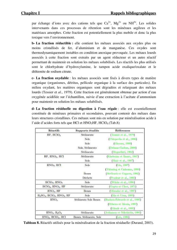 Comportement des éléments traces métallique dans une matrice sédimentaire par des études d\'extration séquentielle et par adsorption