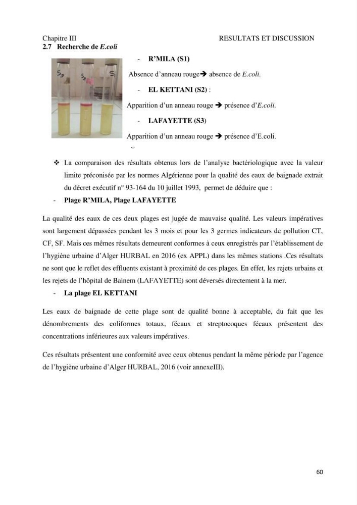 Suivi de la qualité microbiologique et physicochimique des eaux de baignade.