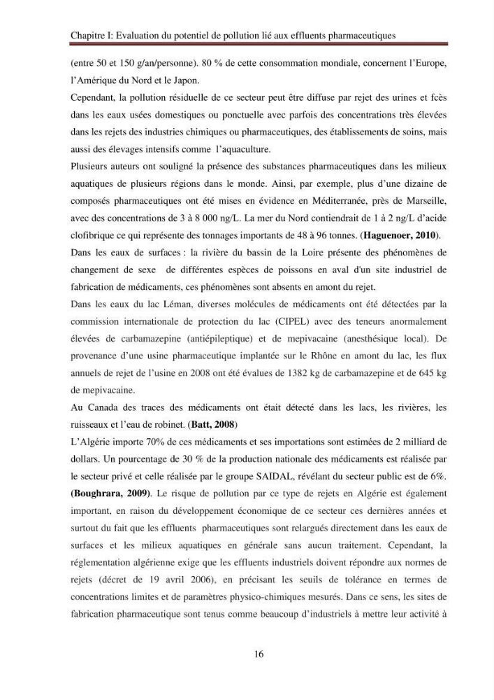 Evaluation du potentiel de pollution lié aux effluents pharmaceutiques en zone littorale