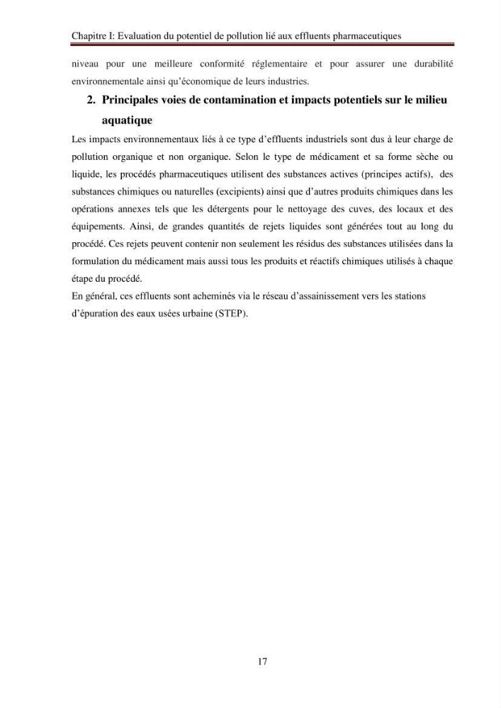 Evaluation du potentiel de pollution lié aux effluents pharmaceutiques en zone littorale