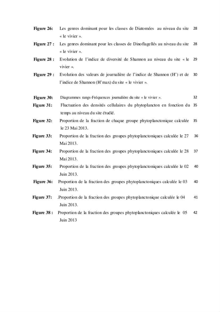 Contribution à l\'étude qualitative, quantitative et structurelle des populations de phytoplancton de la baie de Bou-Ismail cas du site \"le vivier\"