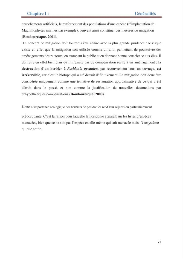Contribution a l’étude de l’évolution de l’herbier à Posidonie (Posidonia oceanica) sous l’effet de la pression anthropique dans la baie de Bou-Ismail à Alger