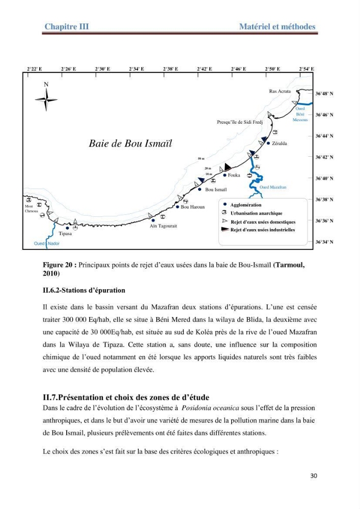 Contribution a l’étude de l’évolution de l’herbier à Posidonie (Posidonia oceanica) sous l’effet de la pression anthropique dans la baie de Bou-Ismail à Alger