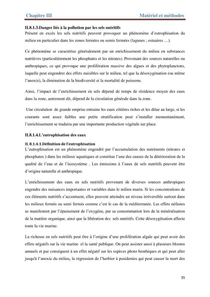 Contribution a l’étude de l’évolution de l’herbier à Posidonie (Posidonia oceanica) sous l’effet de la pression anthropique dans la baie de Bou-Ismail à Alger