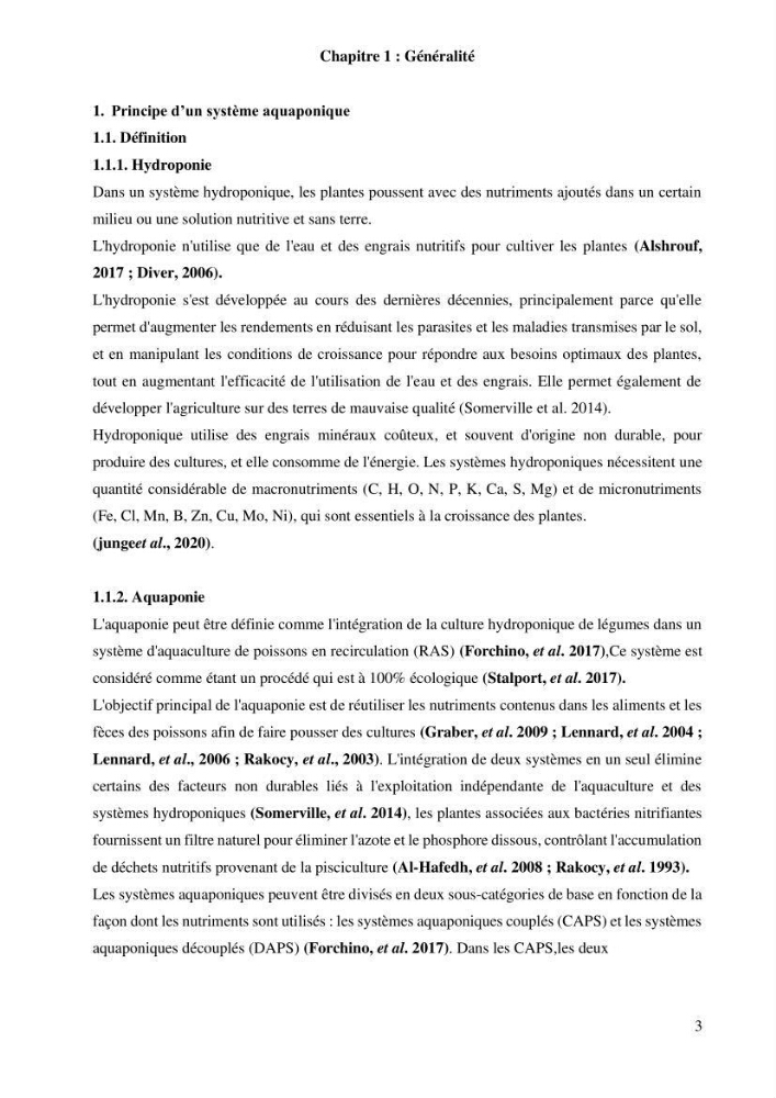 Etude Comparatives Des Systémes de porductions aquaponiques :