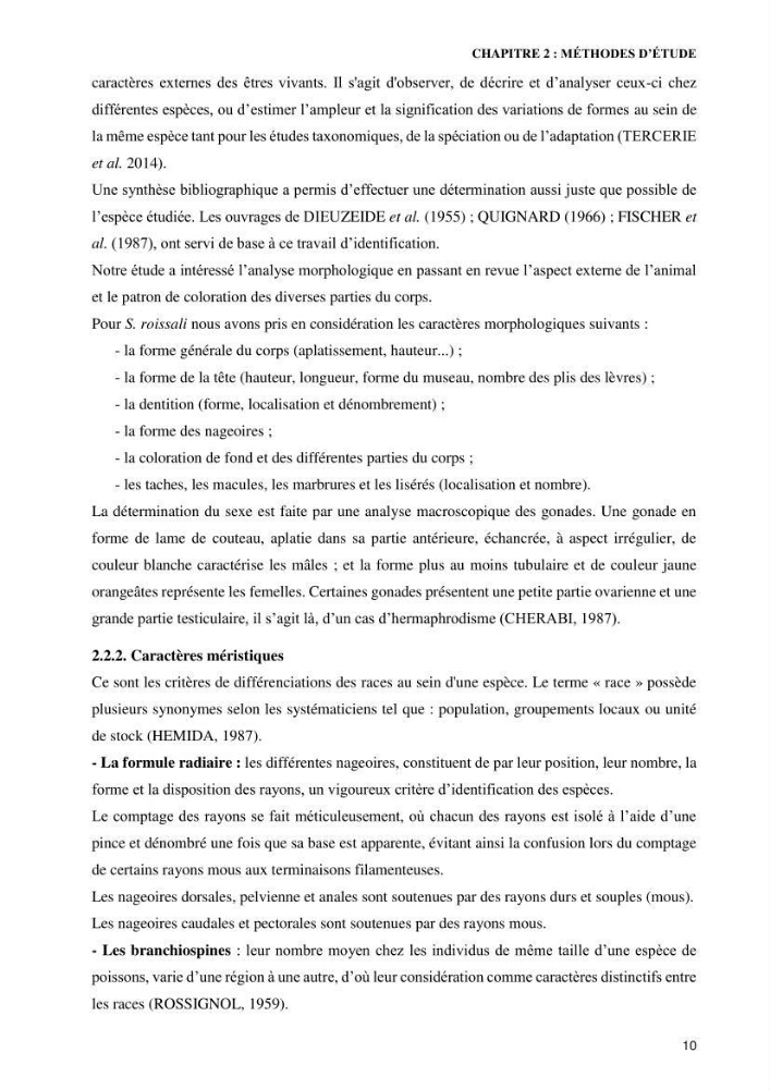 Contribution à l’étude de Symphodus roissali (Risso, 1810) des côtes centres du bassin algérien