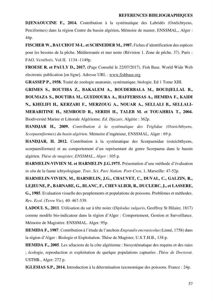 Contribution à l’étude de Symphodus roissali (Risso, 1810) des côtes centres du bassin algérien