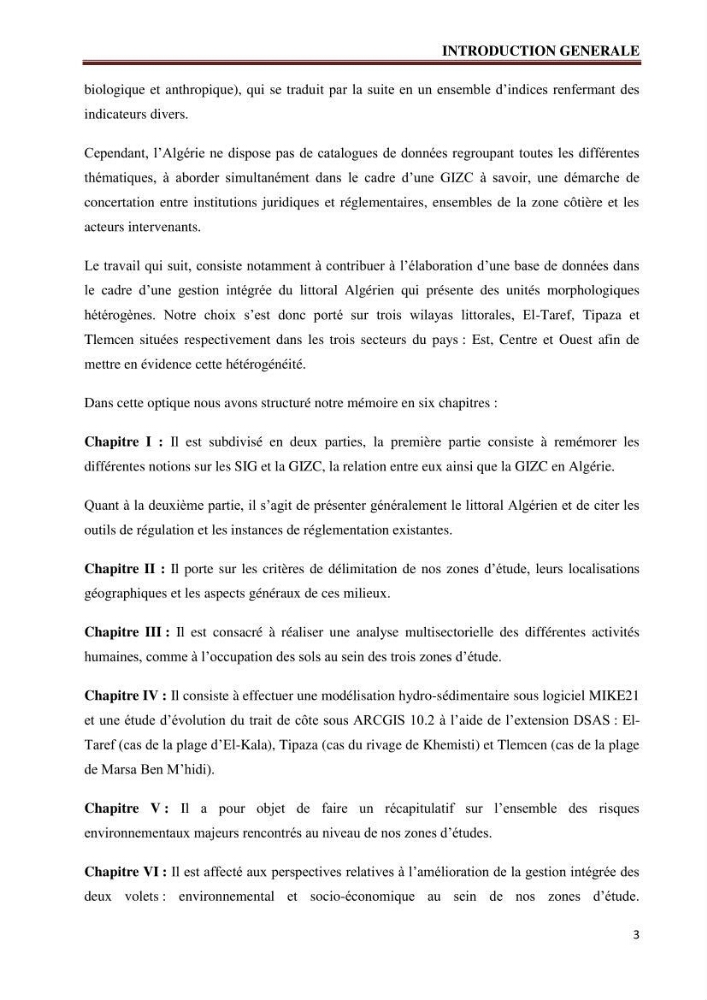 Contribution à l\'élaboration d\'une base de données dans le cadre de la gestion intègrée du littoral Algérien