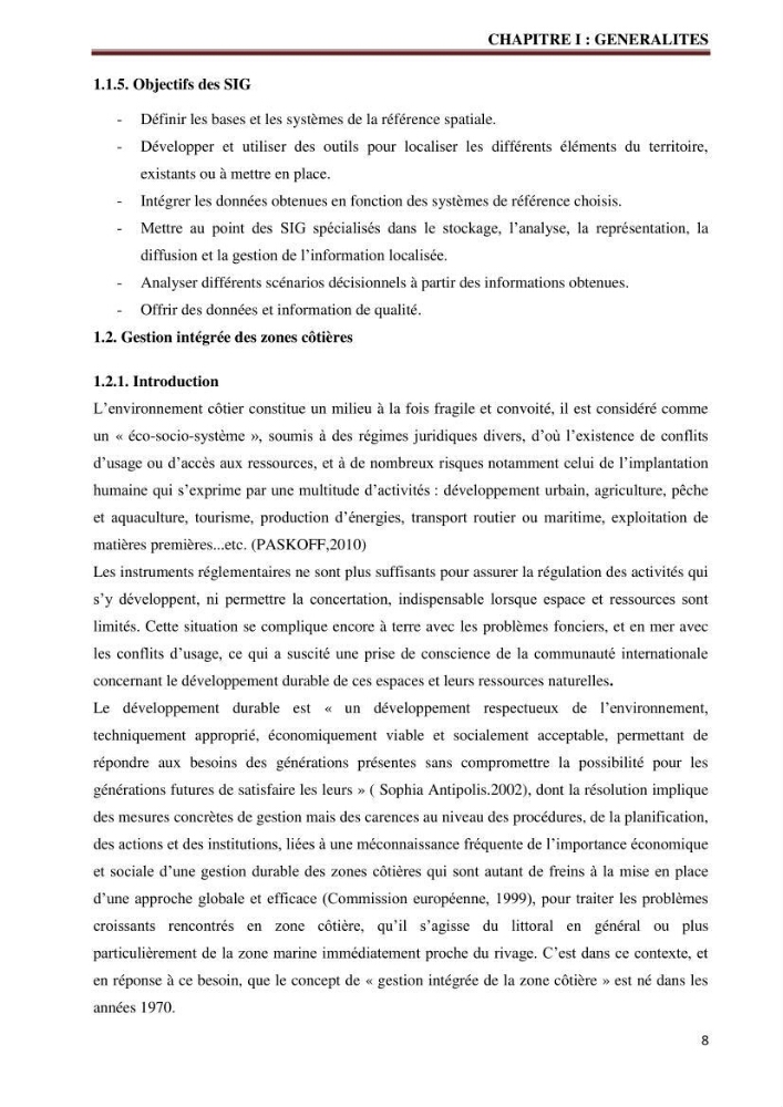 Contribution à l\'élaboration d\'une base de données dans le cadre de la gestion intègrée du littoral Algérien