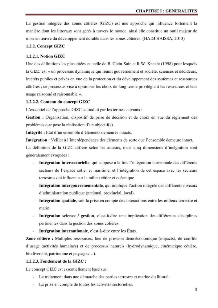 Contribution à l\'élaboration d\'une base de données dans le cadre de la gestion intègrée du littoral Algérien