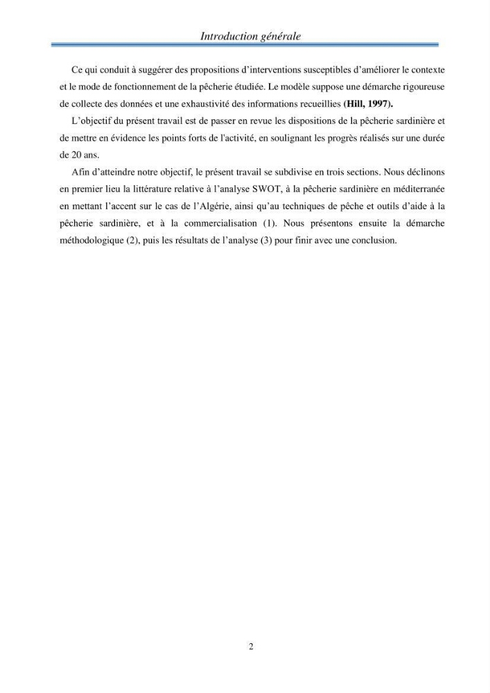 Analyse SWOT (Forces - Faiblaisses - Opportunités - Menaces ) comme outils d\'aide à la décision: cas de la pêcherie sardinière Algérienne
