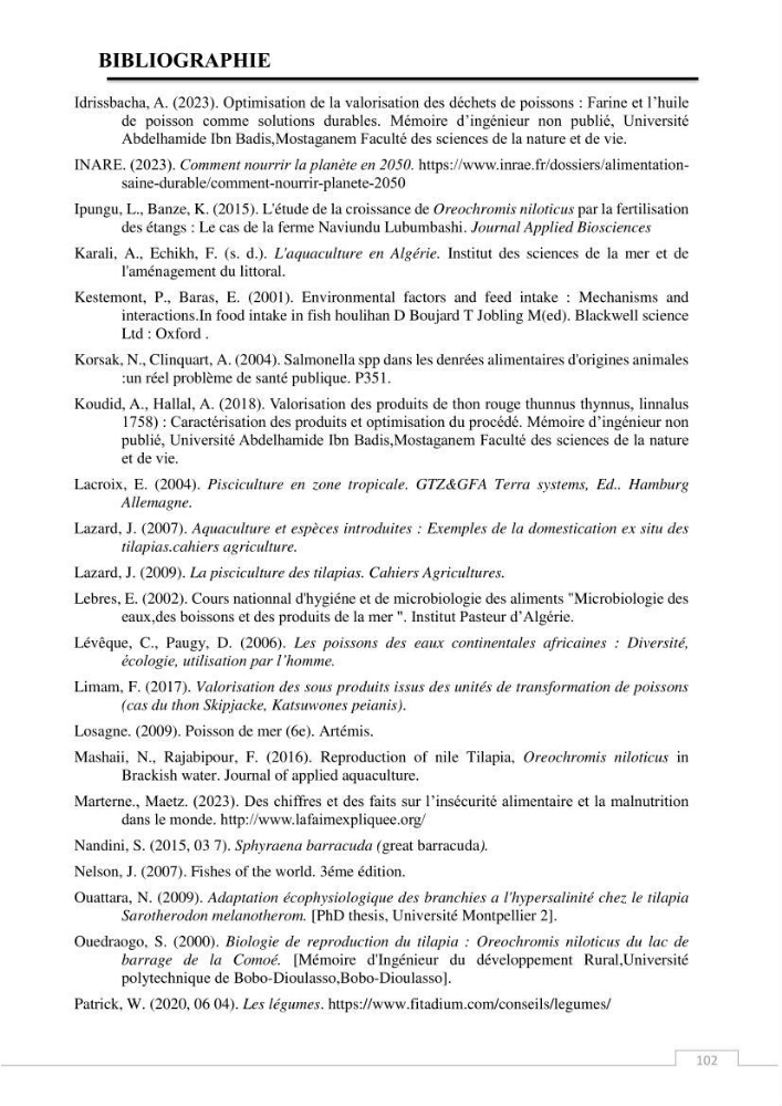 Valorisation des déchets issus de la pêche, après transformation par voie Biotechnologique