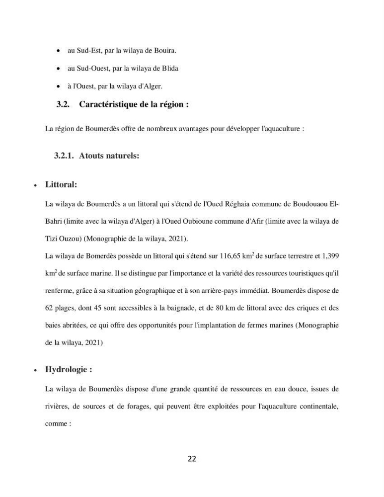 Analyse de la vulnérabilité des installations aquacoles marines de la wilaya de Boumerdès
