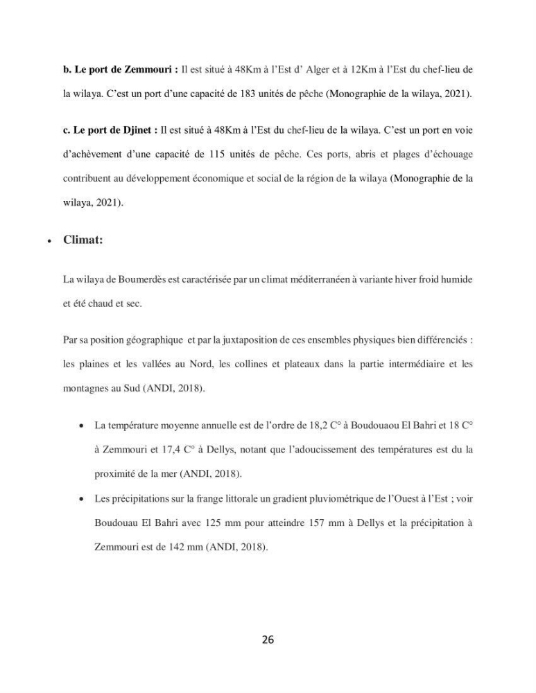 Analyse de la vulnérabilité des installations aquacoles marines de la wilaya de Boumerdès