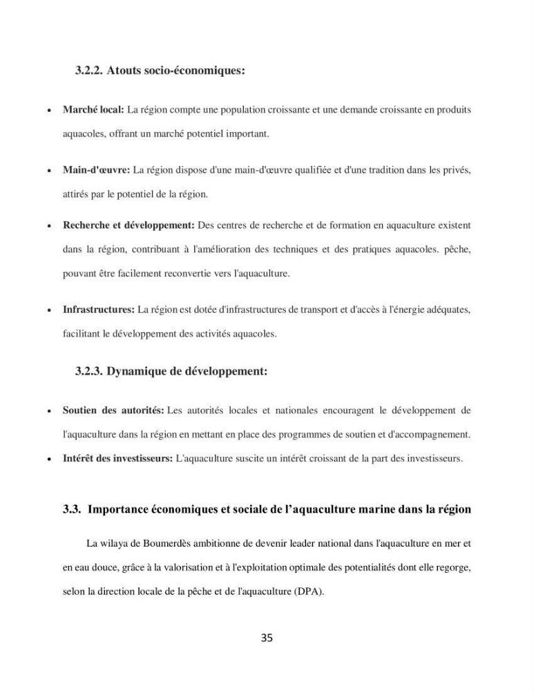 Analyse de la vulnérabilité des installations aquacoles marines de la wilaya de Boumerdès