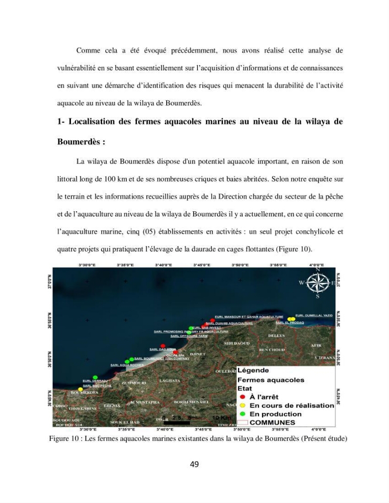 Analyse de la vulnérabilité des installations aquacoles marines de la wilaya de Boumerdès
