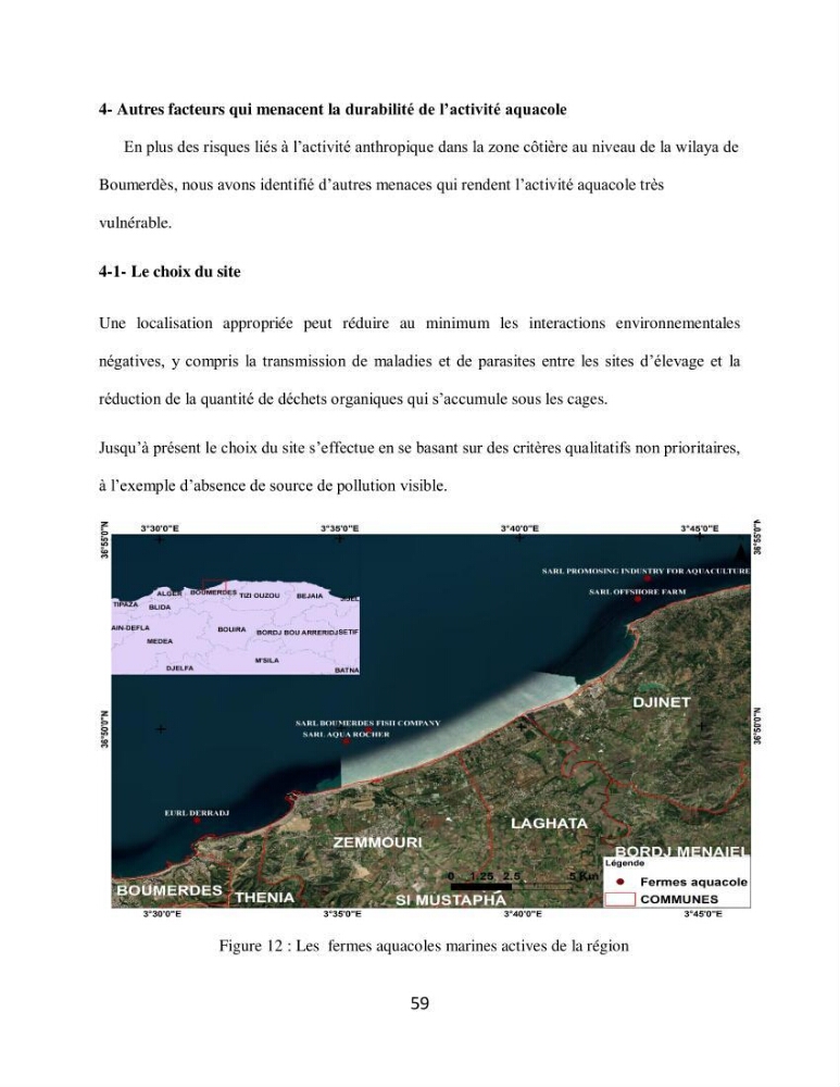 Analyse de la vulnérabilité des installations aquacoles marines de la wilaya de Boumerdès