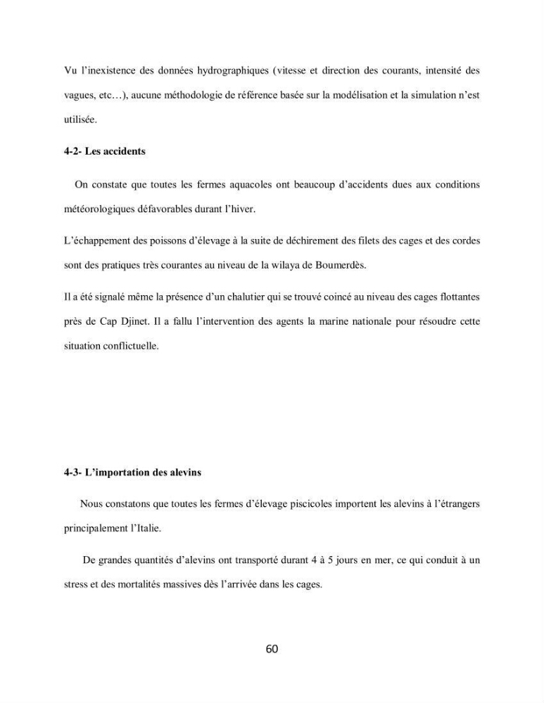 Analyse de la vulnérabilité des installations aquacoles marines de la wilaya de Boumerdès