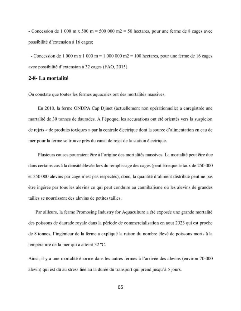 Analyse de la vulnérabilité des installations aquacoles marines de la wilaya de Boumerdès