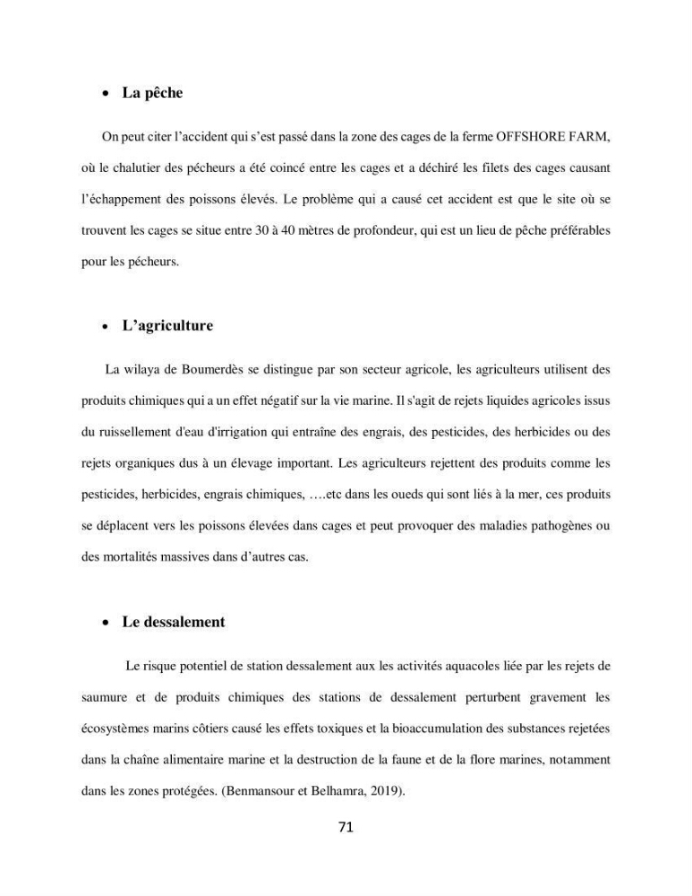 Analyse de la vulnérabilité des installations aquacoles marines de la wilaya de Boumerdès