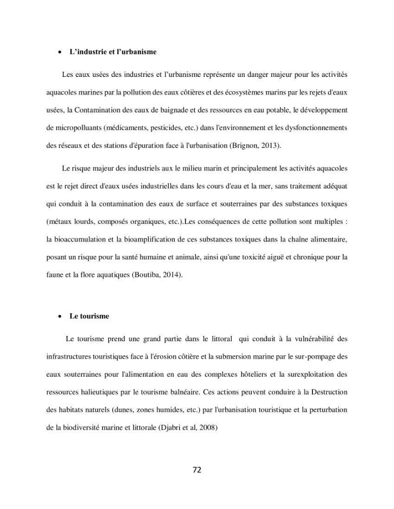Analyse de la vulnérabilité des installations aquacoles marines de la wilaya de Boumerdès